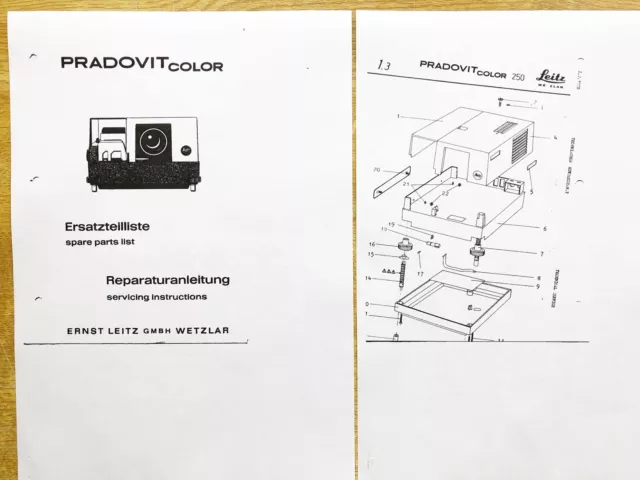 LEITZ LEICA PRADOVIT COLOR Service Information / 93 pages German + English