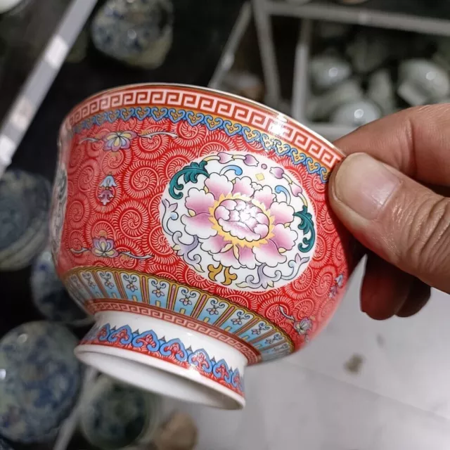 Chinese rose Porcelain bowl flower Qing Dynasty Qianlong