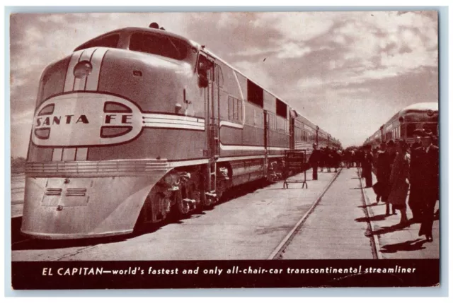 Santa Fe New Mexico NM Postcard El Capital Car Transcontinental Streamliner 1940