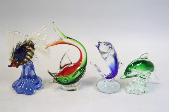 4x Fisch farbige Glasfigur Murano (FQ870)