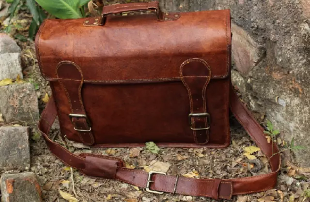 Handmade Hombre 18" Pesado Cuero Vintage Portátil Mensajero Maletín Bolso Tipo