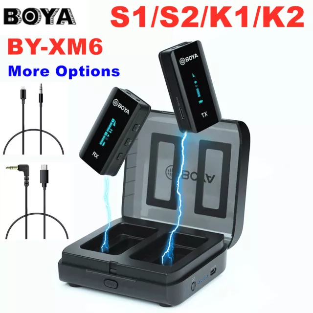 BOYA BY-XM6 S1 S2 K1 K2 2.4G 100m Dual-Channel Wireless Microphone System Kit