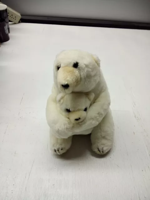 Isalys Klondike Bar White Polar Bear & Hug Cub Plush Stuffed Animal Toy 9"