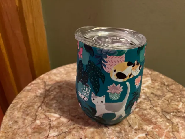 12 oz Teal Cats Kittens Stainless Steel Insulated Hot & Cold Tumbler Clementine