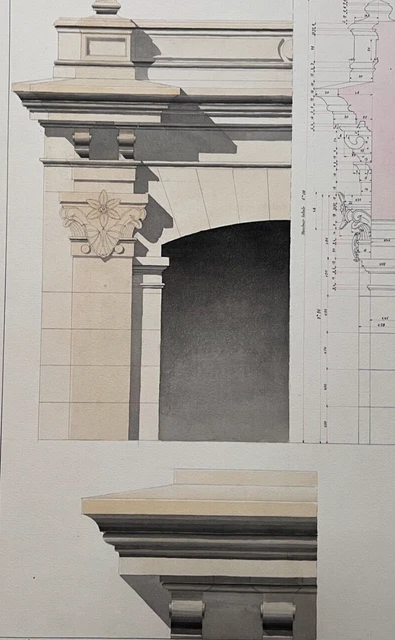 Window 1848 ANTIQUE ARCHITECTURE DRAWING Building, Architecture, Plans, Window c ...