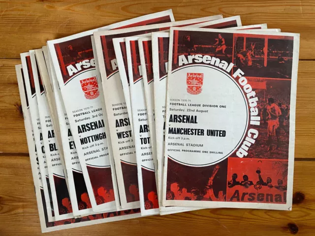 Arsenal Home Programmes 1970/71 - Select from the drop down menu