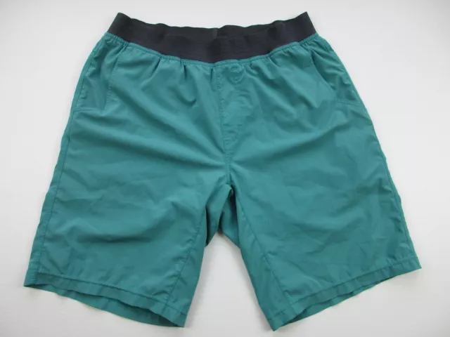 Mens Medium Prana Breathe Mojo teal blue elastic waist shorts