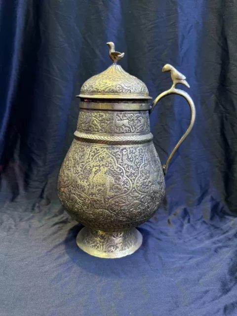 Rare Piece Central Asian Brass Jug With Beautiful Art From Bukhara 19th Century