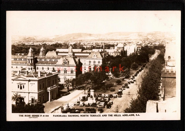 AUSTRALIA ADELAIDE PANORAMA SHOWING NORTH TERRACE & HILLS Rose Co. RP PC - AU193