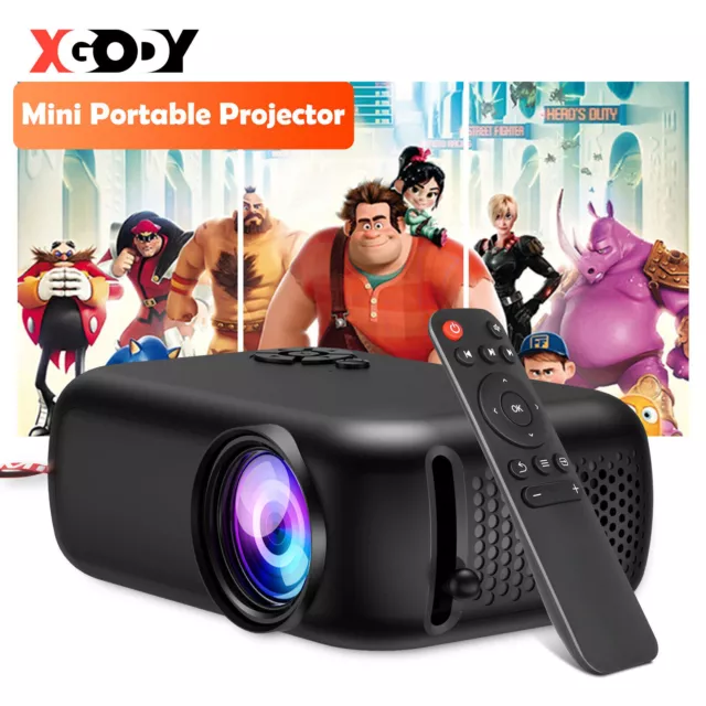 XGODY Projector 1080P Home Cinema HDMI Mini Portable HD Movie Theater Projector