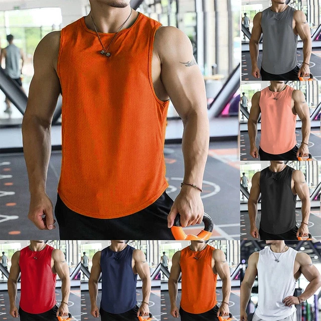 Gilet uomo fitness palestra single sport canotta top muscolo senza maniche