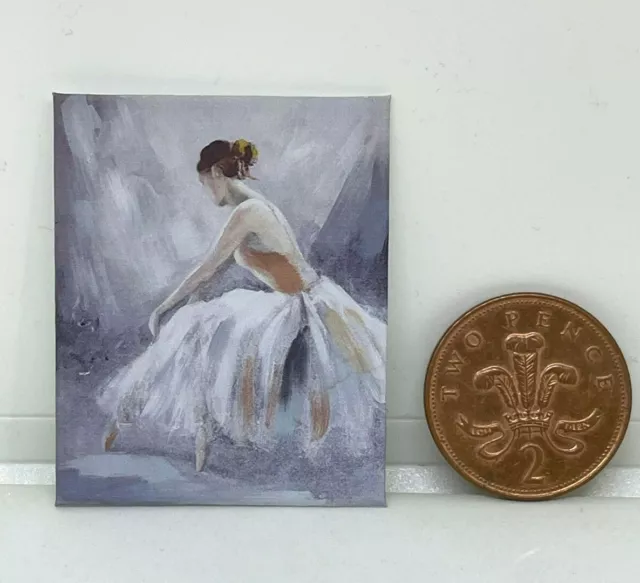 Handmade Miniature Dolls House Accessory Canvas Style Picture Ballerina 2