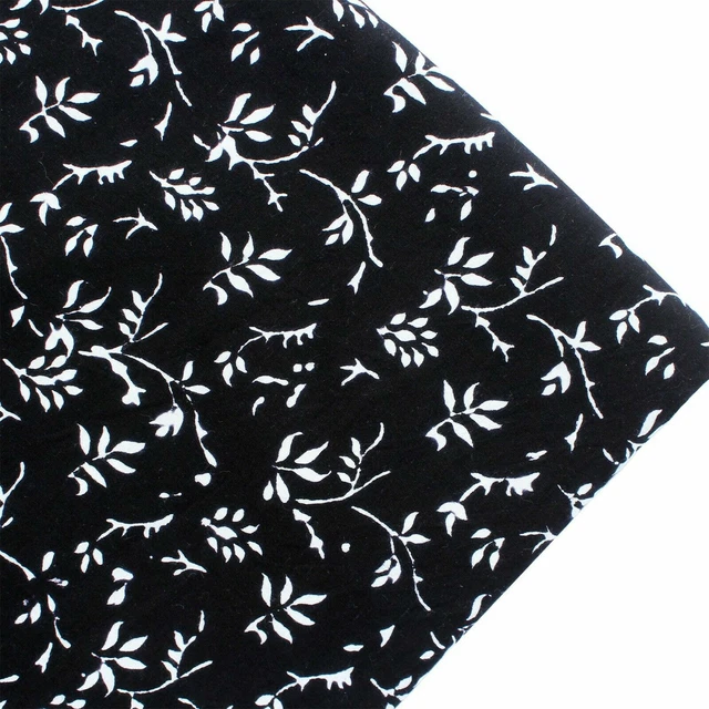 Un Yard Indien Noir Main Bloc Imprimé Tissu Coton Couture Loisirs Créatifs
