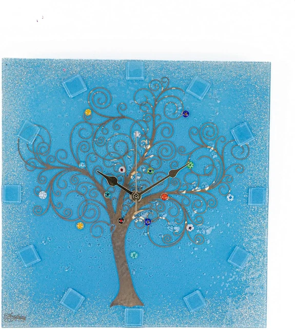 Sospiri Venezia Orologio da Parete Vetro Murano Meccanismo Silenzioso 39x39cm