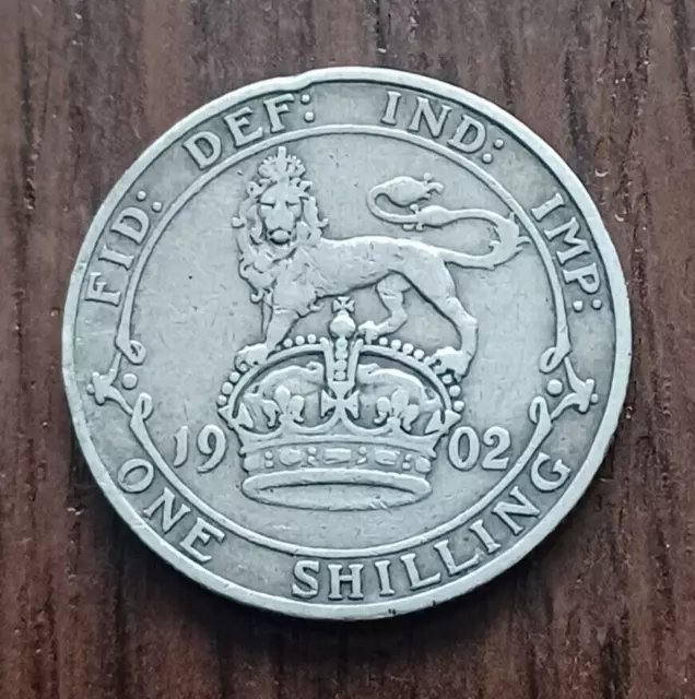1902 King Edward VII Silver One Shilling Coin GOOD CONDITION.
