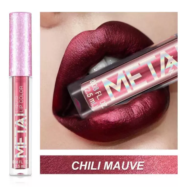Metallic Matte Glitter Lipstick Waterproof Long Lasting Lip Gloss