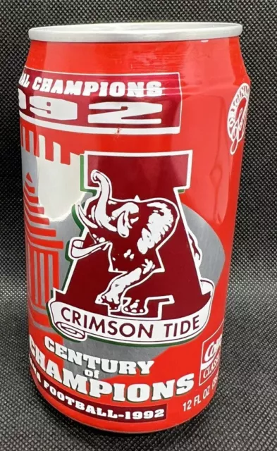 Alabama Crimson Tide National Champions 1892 - 1992 12 oz Coca-Cola Can Unopened