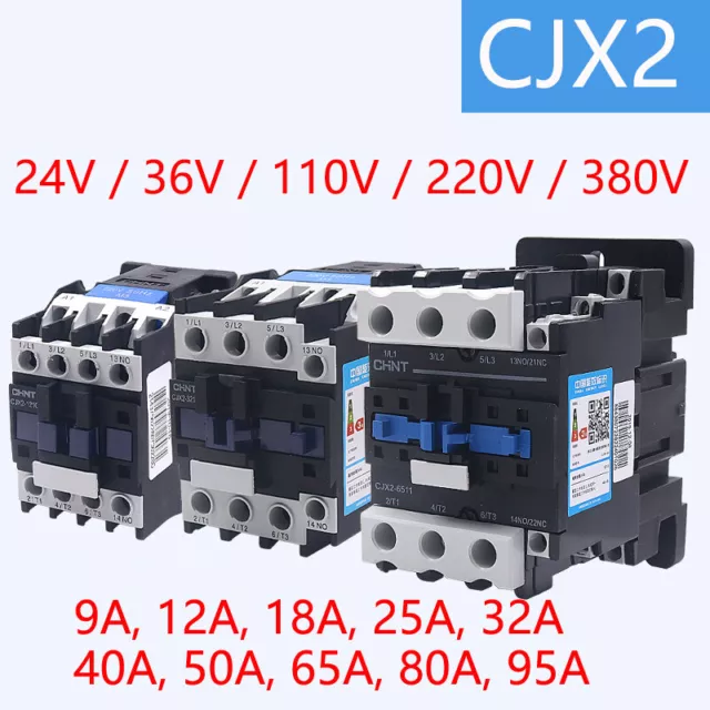 9-95Amp AC Contactor 9/12/25/40/50A 3 Pole 24V/36V/110V/220V/380V Coil Voltage