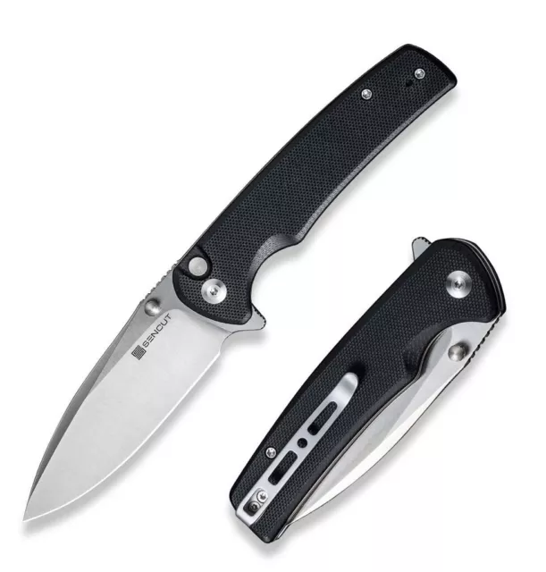 Sencut Sachse Folding Knife 3.47" 9Cr18MoV Steel Drop Blade Black G10 Handle