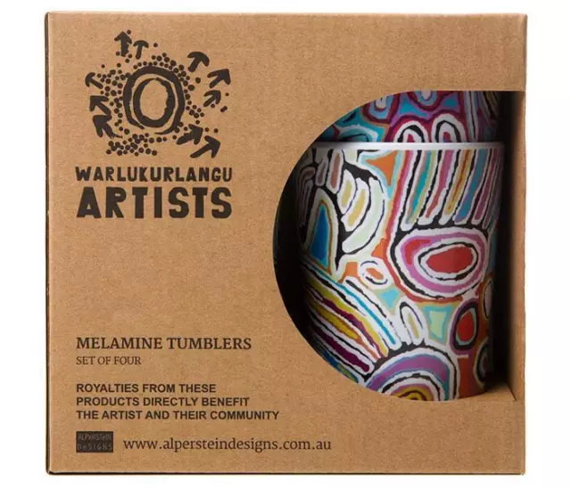 Warlukurlangu Aboriginal Art Melamine Tumblers (Set 4) - Mina Mina Dreaming