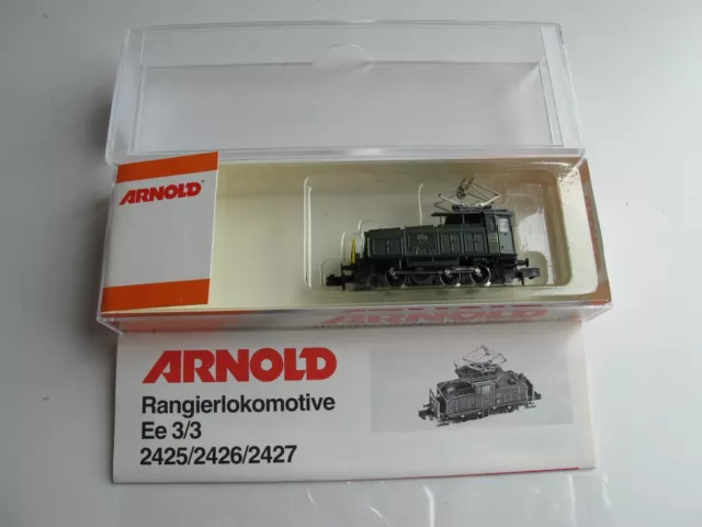 Arnold 2431, Ee3/3 Rangierlok der SBB, grün, Bügeleisen, unbespielt, OVP, Spur N