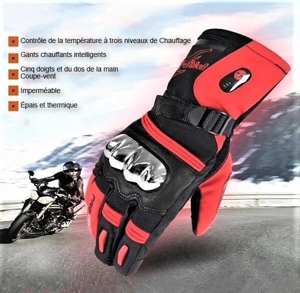 Gants chauffants pour moto, PRO . Batterie Rechargeable,