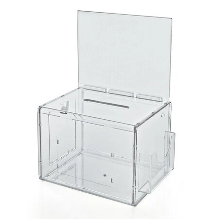 AZAR DISPLAYS 206389 Clear Extra Large Lottery Box W/ Pocket, Lock and Keys