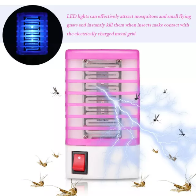 LED Socket Electric Mosquito Fly Bug Insect Trap Night Lamp Killer Zapper Blue 2