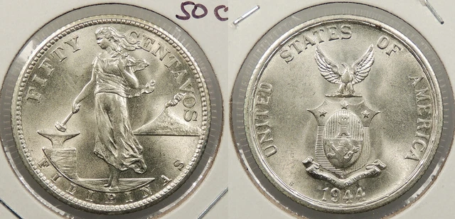 PHILIPPINES 1944-S 50 Centavos #WC94540