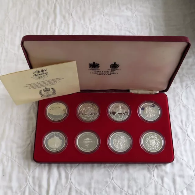 1977 SILVER JUBILEE 8 CROWN SILVER PROOF COLLECTION - boxed/coa