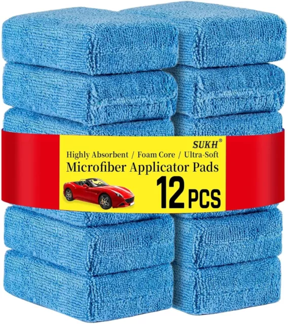 12 Pack Microfiber Rectangle Sponge Detailing Pads Applicator Pads for Car Wax