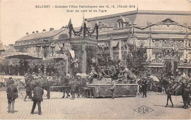 90.AM17591.Belfort.Grandes fêtes patriotiques Aout 1919.Char du Lion et du Ti