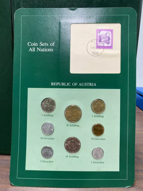 AUSTRIA, FRANKLIN MINT Coin Sets All Nations, Different Dates, Unc.