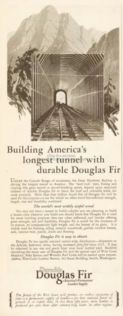 1927 West Coast Lumber Bureau Ad Cascade Tunnel Great Northern Railway Railroad