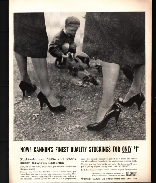 1956 Cannon Seamless Stretch Sheers Stockings Woman Vintage Print Ad b3