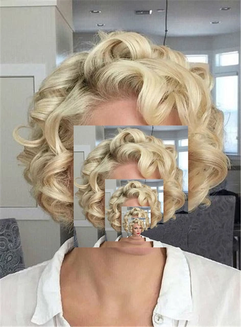 Light Blond Short Hairstyles Women's Natural Curly 100% Human Hair Wig 10 Inch
