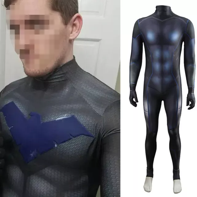 Newest Nightwing Jumpsuit Muscle Bodysuit Cosplay Costume Adult & Kids Halloween