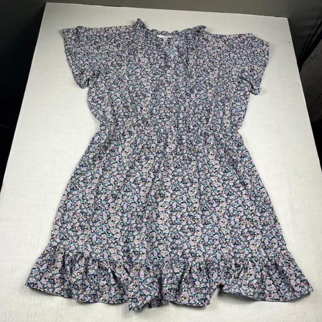 LC Lauren Conrad Womens Flounce Dress Floral Ruffled Short Sleeve Pullover XL