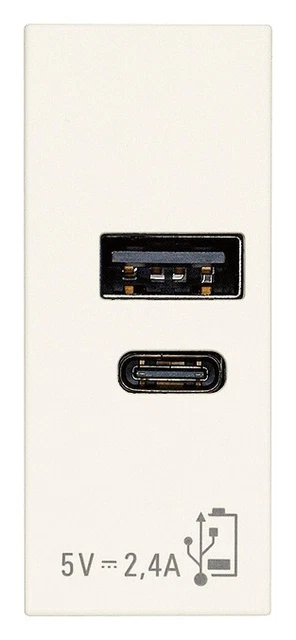 Alimentatore Usb A+C 5V 2,4A Bianco ( VIMAR cod. 30292.ACB )