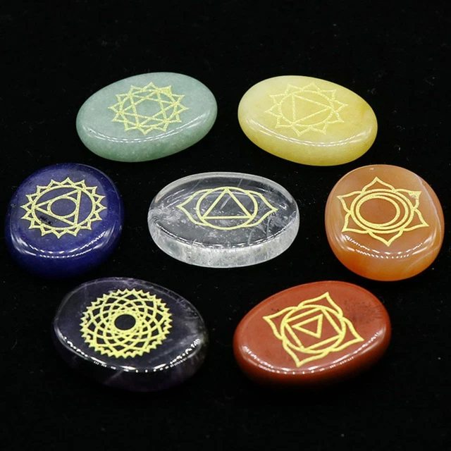 7PCS Chakra Stones Crystal Reiki Healing Energy Palm Natural Gemstone Quartz Set 3