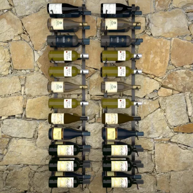 2 Pcs Wine Rack Wall Mount Powder-Coated Iron 48 Bottle Holder Display Organizer