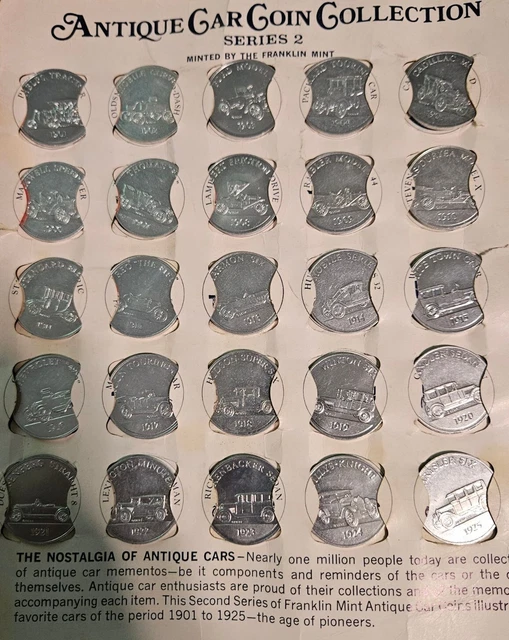 ANTIQUE CAR COIN Collection Franklin Mint Series 2 Years 1901 - 1925