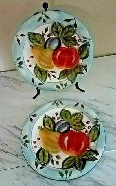 2 Heritage Mint LTD.Black Forest Fruits Dinnerware 8" Salad/Dessert/Bread Plates