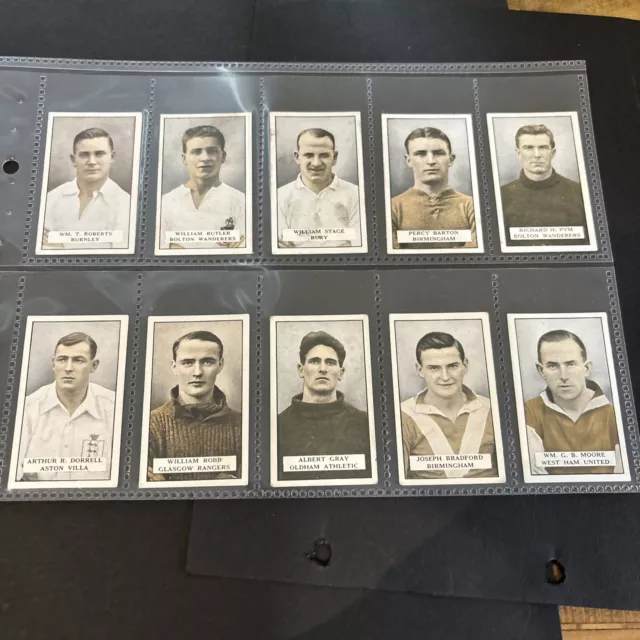 Gallaher cigarette cards Famous Footballers Green Back 10/100 Clean Cards