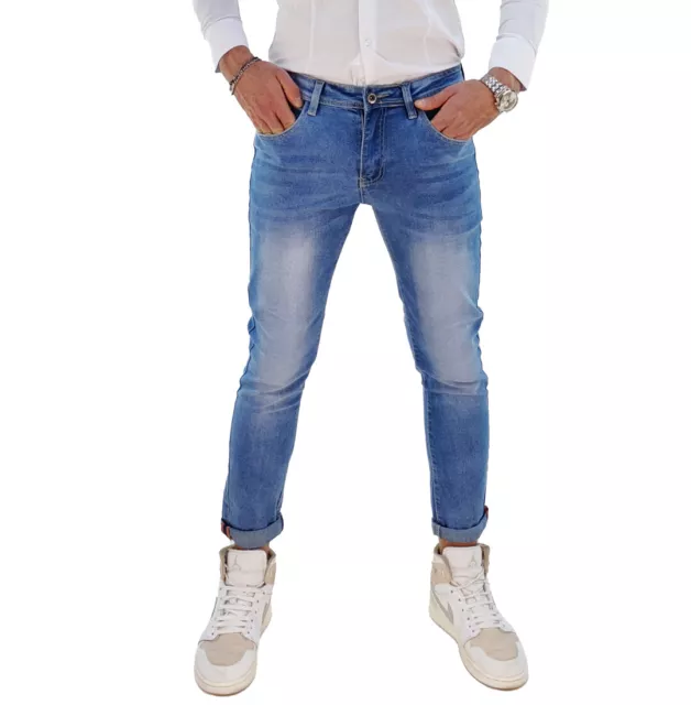 Jeans uomo slim fit elasticizzato casual denim pantalone 42 44 46 48 50 52  RDV