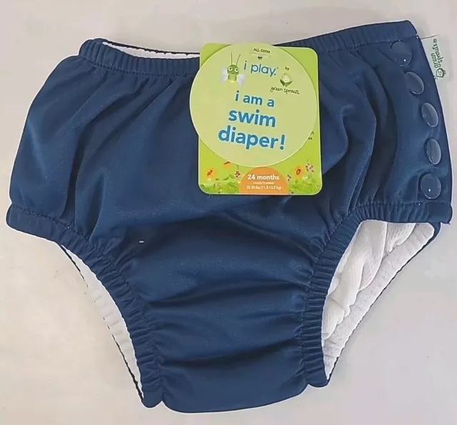 i Play Green Sprouts Baby Boys/Girls Snap Reusable Absorbent Swim Diapers Blue