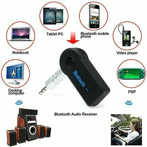 Wireless Bluetooth Receiver 3.5mm AUX Audio Stereo Music Home Car Adapter Kit 2