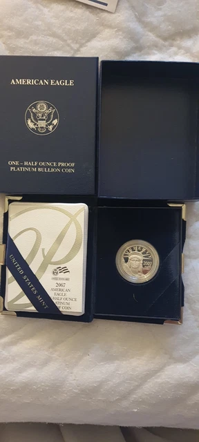 2007  US Mint 1/2 Ounce Proof Platinum Coin In Present & COA - Free Shipping Usa