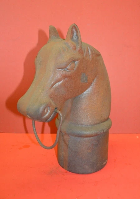 Cast Iron Horse Head Bust Hitching Post Top, 12" tall, 4" ID fit, New Old Stock