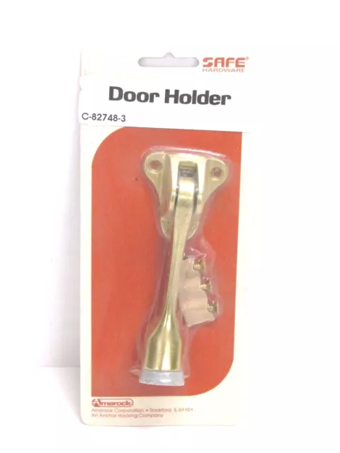 Nos! Amerock Safe Hardware Kickdown Door Holder, Brass Finish, C-82748-3